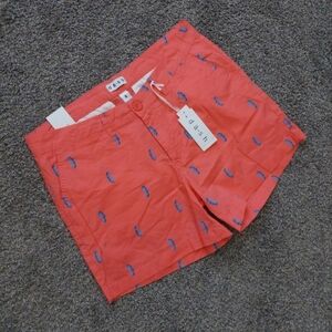 DASH Seahorse Pattern Coral Orange & Blue Shorts New Nautical Beach Preppy 6